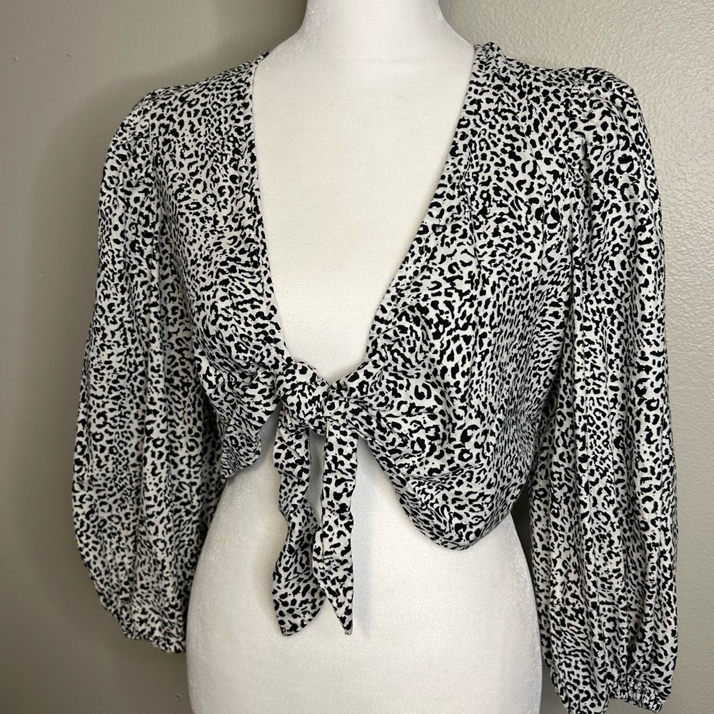 Express Black and White Animal Print Blouse